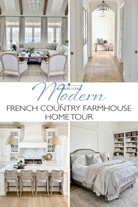 Modern French Country Farmhouse - Inspiring Home Tour Updated French Country Interiors, Modern French Country Design, French Country Beach House, Country French Farmhouse Decor, Modern French Cottage Living Room, French Country Area Rugs, Provence Home Interior, French Country Modern Farmhouse, French Farmhouse Living Room Ideas