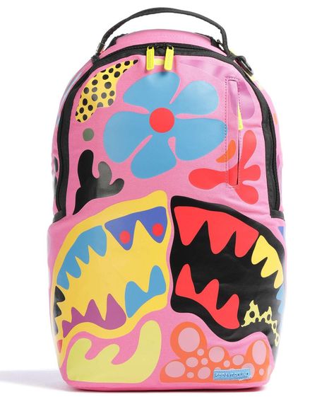 Bookbags Aesthetic, Sprayground Backpack Outfit, Spray Ground Backpack, Sprayground Backpack, Backpacks Sprayground, Sprayground Backpack Pink, Pretty Backpacks, Spray Ground, Stylish School Bags