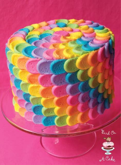 Lisa Frank Cake, Rainbow Petal Cake, Lisa Frank Birthday Party, Cake Rainbow, Petal Cake, Bolo Minnie, Rainbow Birthday Cake, Heart Cakes, Lace Wedding Cake