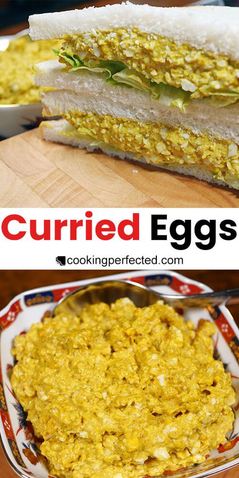 Curried Eggs Recipes, Curried Egg Sandwich, Curry Eggs, Curried Eggs, Eggnog Recipes, Best Curry, Savoury Biscuits, Egg Sandwich, Apple Dessert