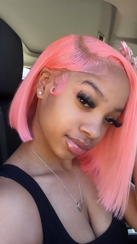 Pink Bob Black Women, Pink Bob Wig, Bob Black Women, Pink Bob, Bob Black, Relationship Pics, Beautiful Black Hair, Discord Pfps, Wig Ideas