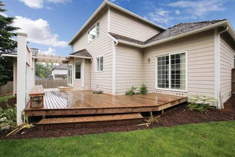 Patio Vs Deck, Deck Vs Patio, Wooden Deck Designs, Deck Footings, Ground Level Deck, Wooden Decking, Deck Wood, Decking Ideas, Low Deck