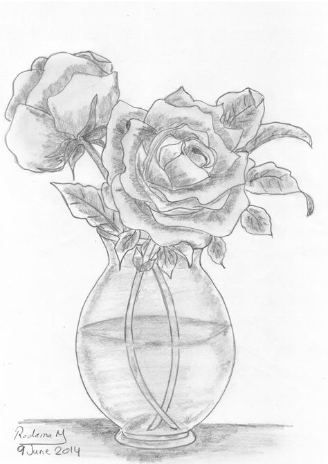 vase of roses  drawn in 2014 #pencil #sketch #roses #flowers #vase Flower Vase Drawing, Vase Drawing, Easy Pencil Drawings, Key Drawings, Draw Tutorial, Pencil Drawings Of Flowers, Rose Sketch, Pencil Sketch Drawing, Angel Drawing