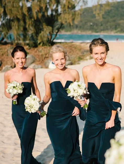 Dark blue/navy bridesmaid dresses, classy and elegant. Designer unknown unfortunately. Photo by Milque Photography & Film. Dress Elegant Classy, Dark Blue Bridesmaid Dresses, Elegant Wedding Themes, Navy Blue Bridesmaids, Dark Navy Bridesmaid Dresses, Navy Bridesmaids, Bridesmaid Dresses Strapless, Navy Bridesmaid Dresses, Classy And Elegant