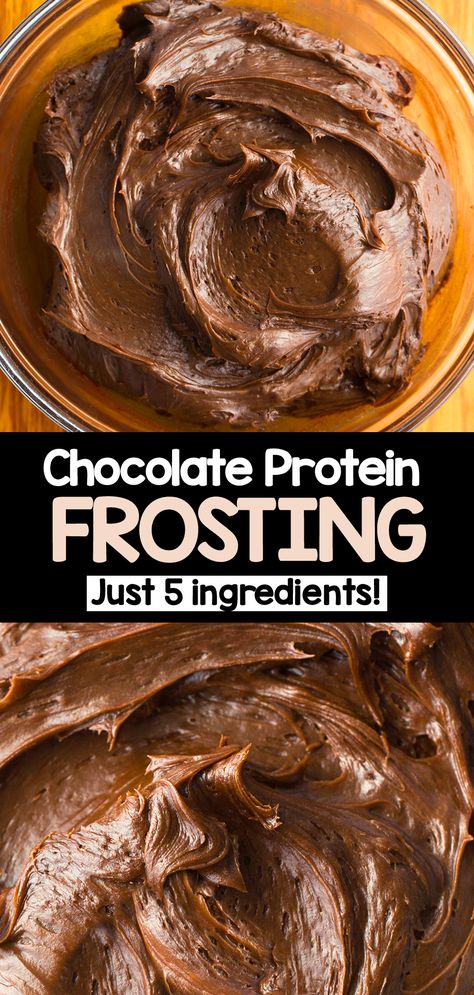 How to make secretly healthy chocolate frosting with protein powder Chocolate Protein Cake Recipe, Healthier Chocolate Frosting, Chocolate Protein Powder Dessert Recipes, Uses For Chocolate Protein Powder, Healthy Desserts With Protein, Protein Powder Icing Recipe, Protein Powder Icing, How To Use Chocolate Protein Powder, Protein Cupcake In A Mug