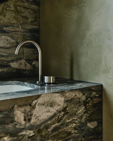 Flack Studio on Instagram: “A glimpse into the Powder Room at our recently completed Grange Road House - custom polished plaster colour mixed beautifully for us by the…” Flack Studio, Polished Plaster, Marble Sinks, Stone Sink, Space Interiors, Room Goals, Marble Bathroom, Residential Interior, Vanity Sink