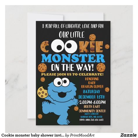 Monster Party Invitations, Cookie Monster Birthday Party, Monster Invitations, Monster Baby Showers, Monster Birthday Invitations, Cookie Monster Party, Cookie Monster Birthday, Custom Birthday Invitations, Monster Theme