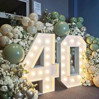 Marquee Birthday, Marquee Letters Decor, Events Backdrop, Light Up Marquee Letters, Light Up Numbers, Marquee Decoration, Balloon Walls, 30th Birthday Themes, 40th Birthday Party Decorations