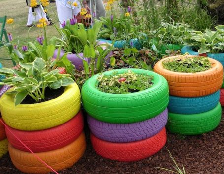 Painted Tires, Tire Garden, Tire Planters, Diy Playground, Sensory Garden, Recycled Garden, Children's Garden, School Garden, Garden Club