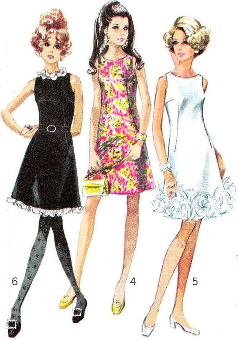 1960s dress pattern. Dress Pattern Simplicity, Vintage Dress Sewing Patterns, Simplicity Patterns Dresses, Patron Vintage, 1960 Fashion, 60s And 70s Fashion, Dress Trims, Fashion 1960s, Fashion Illustration Vintage