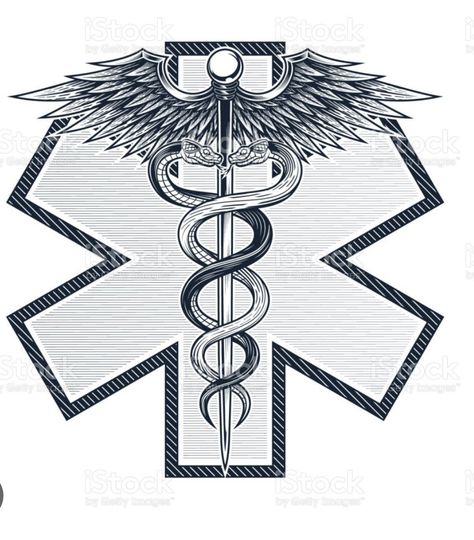 Emt Tattoo Ideas, Star Of Life Tattoo Ems, The Caduceus, Paramedic Tattoo, Star Of Life Ems, Doctor Logo Design, Caduceus Tattoo, Fighter Tattoos, Doctor Logo