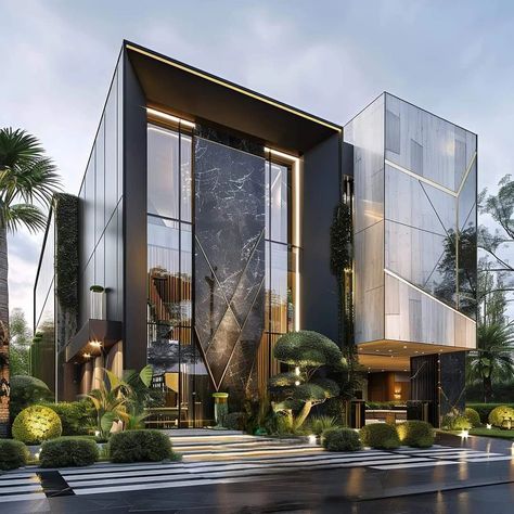 Villa Exterior Design Modern, Ultra Modern Architecture, Luxury Hotel Exterior Modern, Modern Commercial Elevation, Hotel Facades Modern, Linkedin Design, Modern Villa Exterior Design Dubai, Dubai Villa Exterior, Exterior Design Modern