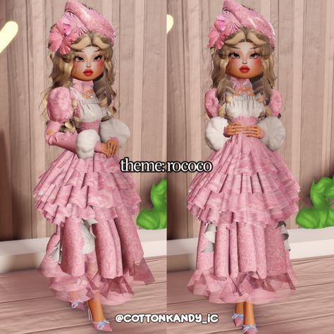 dress to impress theme rococo outfit inspo no vip Rococo Dti Outfits No Vip, Medieval Dress To Impress Outfit, Roccocore Outfits, Rococo Dress To Impress Outfit, Rococo Dress To Impress No Vip, Pose 28 Dress To Impress, Rococo Outfit Dress To Impress, Cute Dress To Impress Outfits No Vip, Dress To Impress Theme Rococo