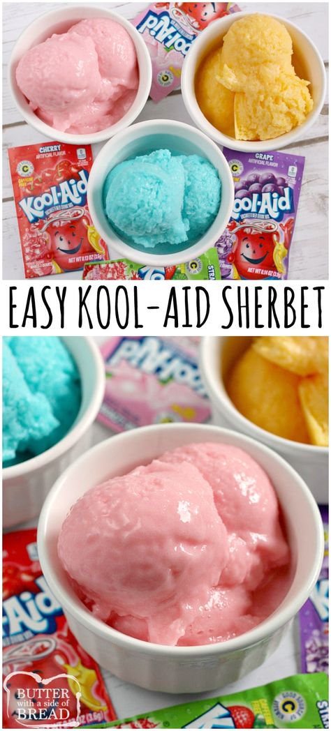 Refreshing Summer Kool-Aid Ideas - Savvy Naturalista Sherbet Recipes, Weight Watcher Desserts, Dessert Aux Fruits, Cold Treats, Low Carb Dessert, Summer Snacks, Ice Cream Desserts, Köstliche Desserts, Summer Refreshments