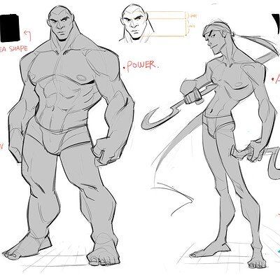 Tb Choi Sketch, Stylized Muscular Character, Tb Choi Hands, Tb Choi Anatomy Tutorial, Two Character Poses Reference Enemies, Slim Character Design, Stylized Anatomy Character Design, Tb Choi Character Design, Stylized Male Anatomy