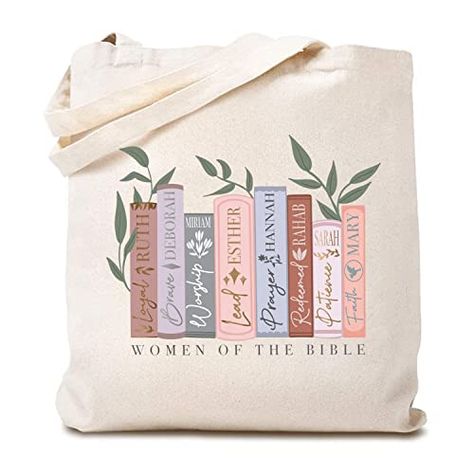 Bible Tote Bag, Women Of The Bible, Christian Tote Bags, Bible Bag, Canvas Aesthetic, Christian Canvas, Christian Jokes, Tote Bags For School, Aesthetic Tote Bag