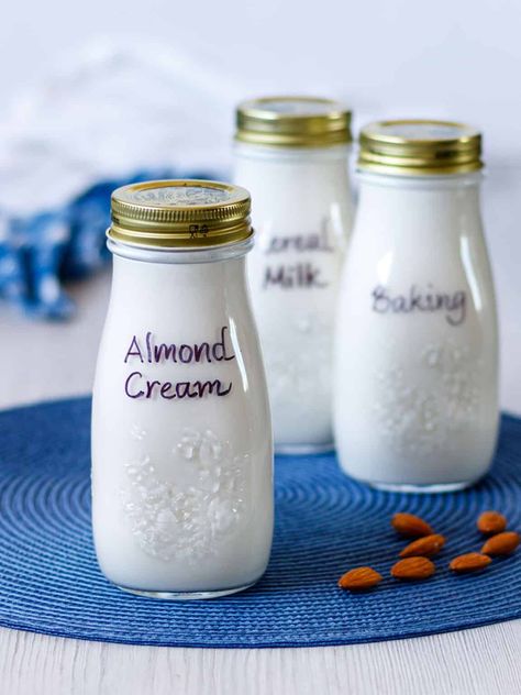 Vitamix Almond Milk and Cream Recipe - Poppys Wild Kitchen Vitamix Almond Milk, Diy Almond Milk, Fruit Smoothie Recipe, Almond Milk Yogurt, Make Almond Milk, Almond Milk Recipes, Smoothie Fruit, Homemade Almond Milk, Nut Milk Bag