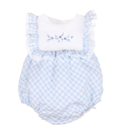 Casero & Associates Casero & Associates Coastal Ruffle Bubble - Little Miss Muffin Children & Home Lucas Baby, Classic Baby Clothes, Embroidery Blue, Bubble Design, Sibling Outfits, Beachy Vibes, Baby Bubble, Blue Color Schemes, Coastal Blue