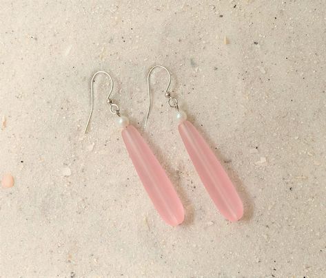 Sea Glass Gifts, Beachy Earrings, Fl Studio, Pink Sea, Glass Drop Earrings, Sea Glass Earrings, Long Dangle Earrings, Naples Fl, Glass Gifts