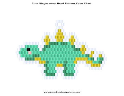 Seed Bead Dinosaur, Brick Stitch Dinosaur, Brick Stitch Pattern Free, Beading Business, Cute Stegosaurus, Gourd Stitch, Diy Seed Bead Earrings, Seed Bead Crafts, Dinosaur Earrings