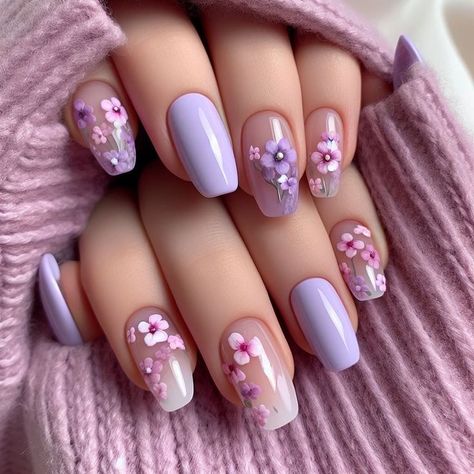 Purple Pink Nails Designs, Pink Purple Nails, Paris Nail Art, Md Nails, Lilac Nails Design, Pink Wedding Nails, Quick Nail Art, Lilac Nails, Pink Glitter Nails