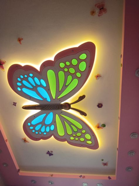 Butterfly Ceiling Design, Butterfly False Ceiling Design, Butterfly Ceiling, Ceiling Pop, Front Building Design, Simple Ceiling, Fall Ceiling, Simple Ceiling Design, Down Ceiling Design