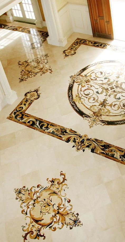 Modern Marble Floor Pattern Design, Luxury Marble Flooring Pattern, Italian Marble Flooring Design, Floor Inlay Design, Floor Border Design, Waterjet Marble Design, Waterjet Marble Floor, Marble Floor Design, Marble Inlay Designs