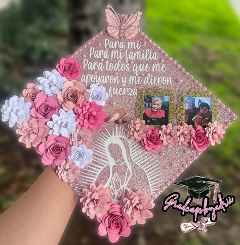 💞Please READ💞 I’m still trying to catch up on messages but right now I have so many orders I’m focusing on that and when ever I have time… | Instagram First Generation Graduation Cap, Hispanic Graduation Cap Ideas, Cap Decoration Graduation High School, Grad Rings, Pink Graduation Cap, Cricut Graduation, Handmade Graduation Gifts, Graduation Cap Designs College, Senior Year Diy