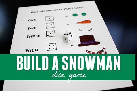 Toddler Approved!: Build a Snowman Dice Game Dice Games For Preschoolers, Snowman Dice Game, Snowman Games, Games For Preschoolers, Toddler Teacher, Pick Up Sticks, Make A Snowman, Game Template, Winter Preschool