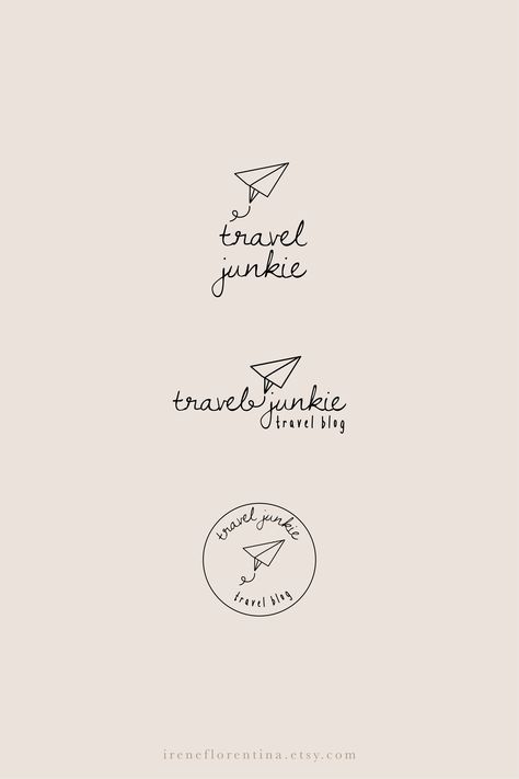 Travel Logo Set Branding Kit Design Premade Traveller | Etsy -  Hand drawn, rustic, organic logo design. Custom branding for this small local business. Minimal typography with nature inspired illustration. Get your logo ideas and inspiration today or let us help you with your brand. Check out our shop what we can do for you: ireneflorentina.e… #logo #design Logo Tourism, Logo Voyage, Rustic Branding, Events Logo, Delivery Logo, Logo Board, Organic Logo Design, Pretty Logo, Minimal Typography