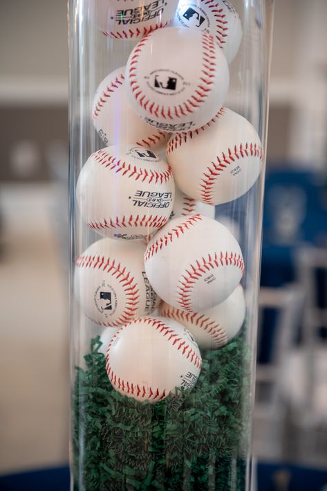 Yankee Party Ideas, My Rookie Year First Birthday Centerpieces, Baseball Themed Party Decorations, White Sox Birthday Party, A League Of Their Own Party Decorations, Mets Theme Birthday Party, End Of The Year Baseball Party, Baseball Theme Birthday Party Decorations, Graduation Baseball Theme