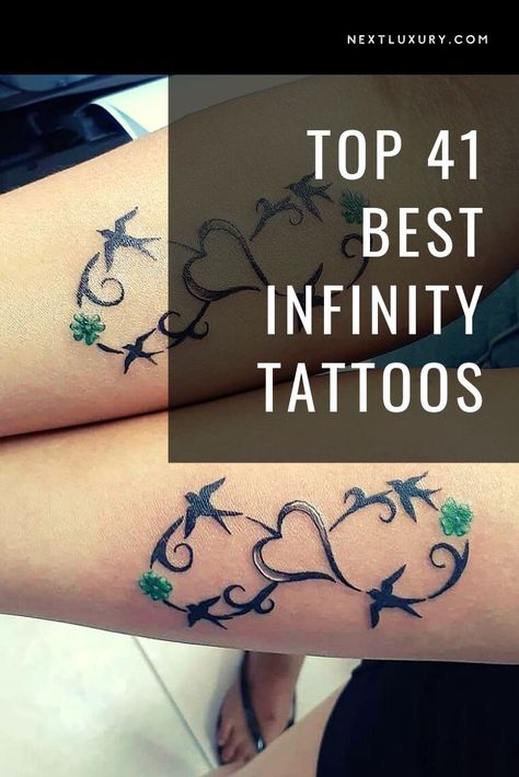 The infinity loop is one of civilization’s most universal symbols.Few characters are as instantly recognizable and full of meaningful as the infinity symbol. Its versatility makes a perfect addition to tattoos, and part of the reason it makes the list of 50+ best tattoo ideas. #tattooideas Infinity Symbol Tattoo Men, Eternity Tattoo Infinity Signs, Eternal Tattoo Ideas, Family Infinity Tattoos For Women, Infinity Sun Tattoo, Infinity Family Tattoo Ideas, Infinity Tattoo Ideas Female, Small Tattoo Ideas Infinity, Infinity Butterfly Tattoo For Women