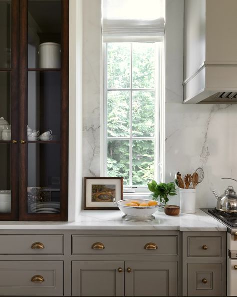 Dream Kitchen Aesthetic, Antique Vanity Table, Banquette Cushions, Inset Cabinetry, Room For Tuesday, Soapstone Countertops, Painted Cabinets, Kitchen Aesthetic, Dining Nook