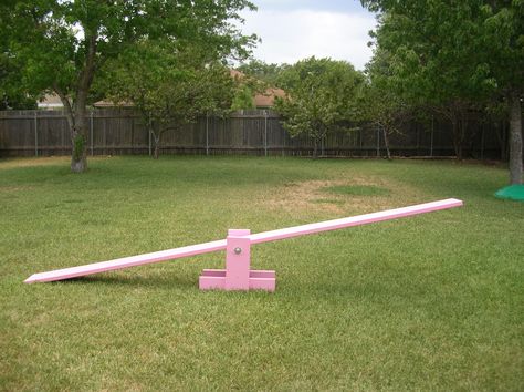 Homemade see-saw. PINK. Made by my amazing husband. Kids Play Area Ideas, Backyard Fun For Kids, See Saws, Play Area Ideas, Fun Things For Kids, Amazing Husband, Diy Things, Things For Kids, Kids Play Area