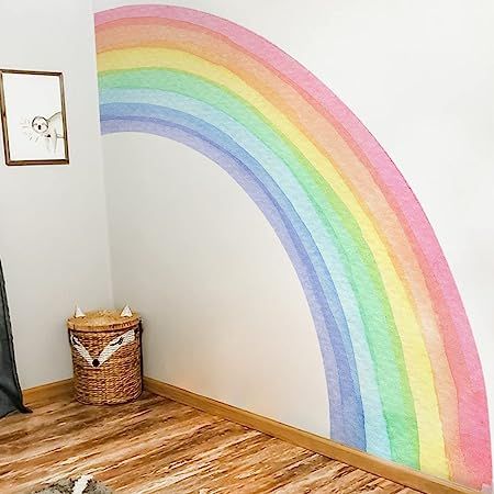 funlife Vinyl Large Rainbow Wall Mural Stickers Peel and Stick Rainbow Decal, Rainbow Wall Decal, Rainbow Fabric, Kids Room Wall Decor, Watercolor Rainbow, Kids Wall Decals, Kids Nursery, Kids Room Wall, Rainbow Wall