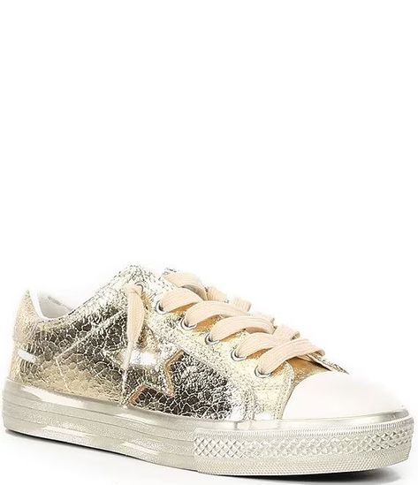 Shine Metallic Foil Sneakers | Dillard's Fall Clothes For Girls, Vintage Havana Sneakers, Quilted Liner Jacket, Liner Jacket, Metallic Sneakers, Gold Sneakers, Metallic Shoes, Shoe Inspo, Vintage Havana