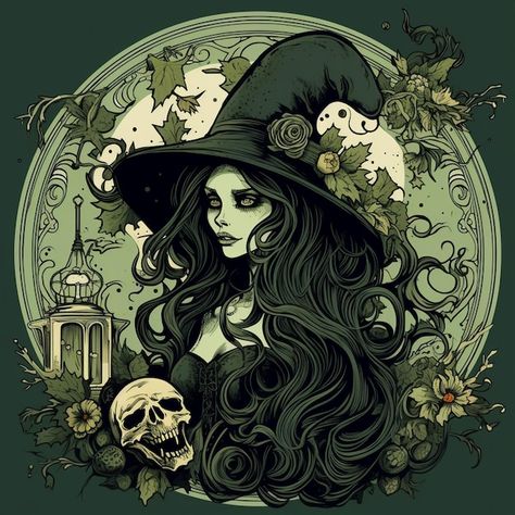 Photo art nouveau art style gothic witch... | Premium Photo #Freepik #photo Art Nouveau Halloween, Art Nouveau Gothic, Goth Wallpapers, Gothic Art Nouveau, Witchy Art, Goth Witch, Goth Wallpaper, Gothic Witch, Child Art