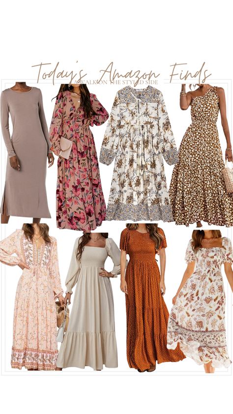 Maxi Dresses For Fall, Fall Dress Long Sleeve, Long Sleeve Dress Modest, Fall Dresses From Amazon, Maxi Dress Amazon, Amazon Dresses Fall, Modest Amazon Dresses, Amazon Fall Photo Outfits, Amazon Photoshoot Outfits