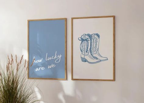 How Lucky Are We Bundle, Coastal Cowgirl Print, Girly Western Wall Art, Coquette Bow Boot, Cute Trendy Dorm Decor, Set of 3 Digital Download - Etsy Cedar Bedroom, Cowgirl Prints, Purple Coquette, Wall Art Coquette, Dorm Aesthetic, Coquette Cowgirl, Cowgirl Wall Art, Cowgirl Print, Vista Print