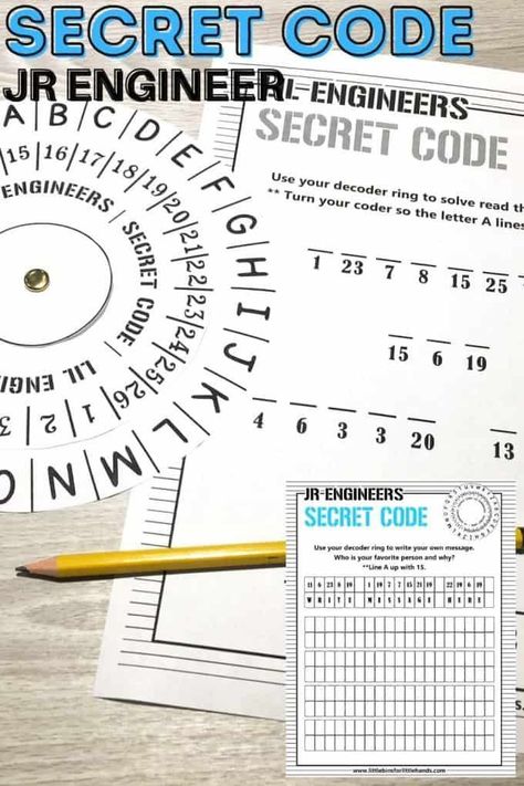 Your little engineer will enjoy discovering secret messages with this DIY Secret Decoder Ring! Engaging your child in STEM learning has never been so fun and easy. Check out these free printables to challenge your child's learning with a DIY Secret Decoder Ring today! Secret Decoder Printable, Scientific Method For Kids, Secret Decoder, Decoder Ring, Coding Activities, Chemistry Activities, Preschool Prep, Slime Recipes, Spy Party