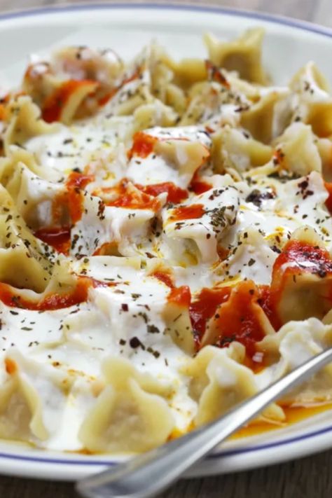 Mouthwatering Turkish Manti Manti Dumplings, Lamb Dumplings, Manti Turkish, Manti Recipe, Turkish Pasta, Lamb Mince Recipes, Turkish Lamb, Ground Lamb Recipes, Minced Meat Recipe