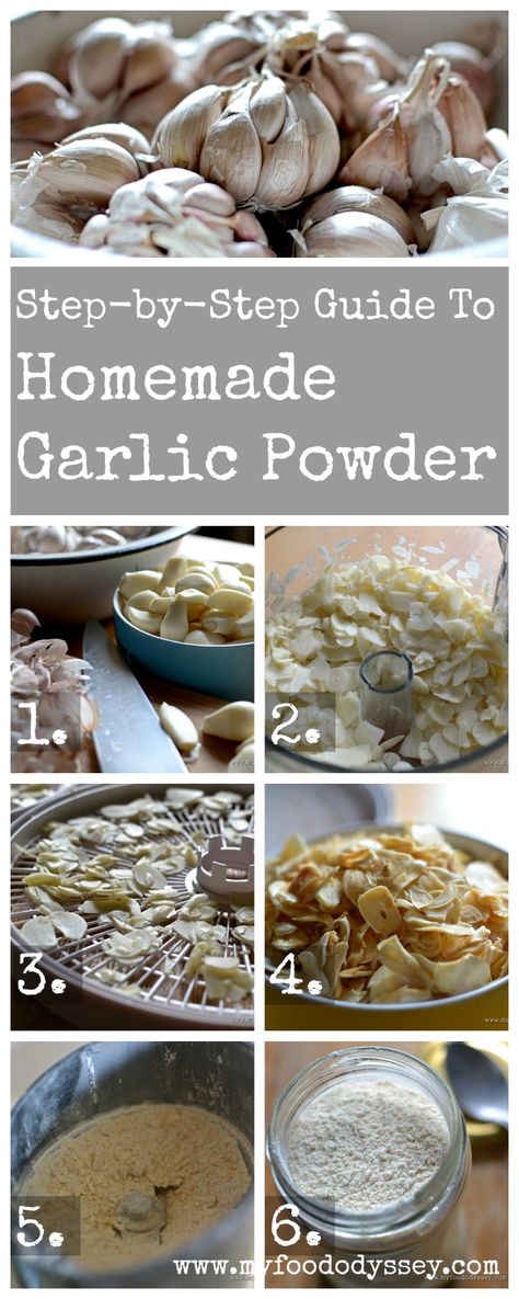 Step-by-step guide to making homemade garlic powder. So easy and so versatile! Homemade Garlic Powder, Diy Spices, Powder Recipe, Homemade Spices, Homemade Seasonings, Dehydrated Food, Dehydrator Recipes, Dehydration, Seasoning Recipes