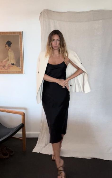 Black Silk Pants, Angie Smith, Black Suit Jacket, Black Cami Top, Black Kimono, Black Silk Dress, Silk Cami, Silk Trousers, Linen Suit