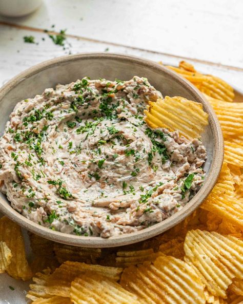 Easy Oven Roasted Onion Dip | Culinary Cartel Roasted Onion Dip, Caramelized Onion Dip, Caramelised Onion, Miso Butter, Cruise Food, Roasted Onions, Onion Dip, Easy Oven, Yummy Dips