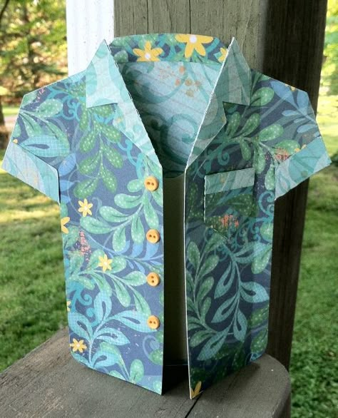 My Time To Play: Hawaiian Shirt Birthday Card for My Hubby and ... Male Masculine, Diy Father's Day Cards, Cards For Men, Cards Homemade, Folding Origami, Masculine Birthday Cards, Boy Cards, Dad Birthday Card, Father's Day Diy