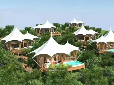 China Luxury Sustainable Hospitality Rainforest Resort with Tent Pool Villas - Thailand supplier Luxury Camping Tents, Resort Interior, Glamping Resorts, Luxury Sustainable, Resort Architecture, Camping Resort, Luxury Glamping, Glamping Site, Safari Tent