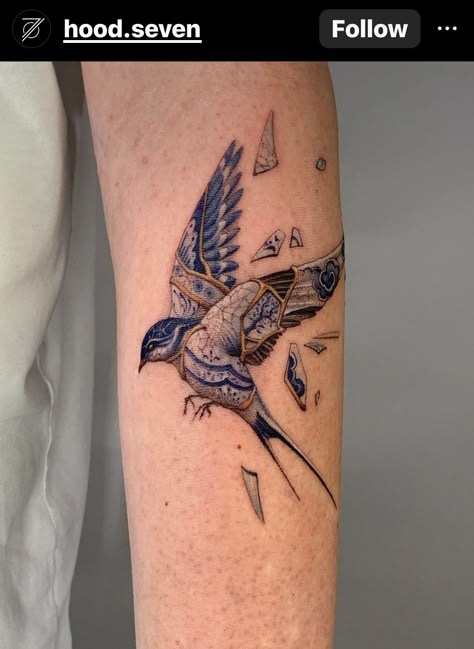 Inside Wrist Tattoo, Sparrow Bird Tattoo, Kintsugi Tattoo Ideas, Kintsugi Tattoo, Blue Ink Tattoos, Freedom Tattoos, 16 Tattoo, Gold Tattoo, Sparrow Bird