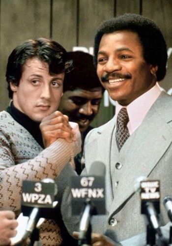 Rocky and Apollo. Stallone Schwarzenegger, Rocky And Adrian, Rocky Stallone, Rocky 1976, Rocky Film, Rocky Ii, Greatest Movies, Apollo Creed, Italian Stallion