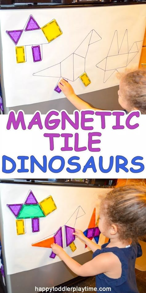 Preschool Dinosaurs, Dinosaur Week, Dinosaur Theme Preschool, Dinosaur Activities Preschool, Freetime Activities, Dinosaurs Preschool, Happy Toddler, Dinosaur Activities, Magnetic Tiles