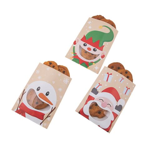 Christmas Character Paper Favor Bags Classroom Christmas Gifts, Cute Christmas Characters, Christmas Favor Bags, Christmas Treat Bags, Custom Confetti, Classroom Christmas, Santa Elf, Kraft Bag, Cookie Bags